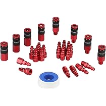 SANFU 29-Piece Air Hose Fittings Kit - 1/4" Thread Aluminum Couplers & Plugs - AMT & Industrial Type For Air Compressors