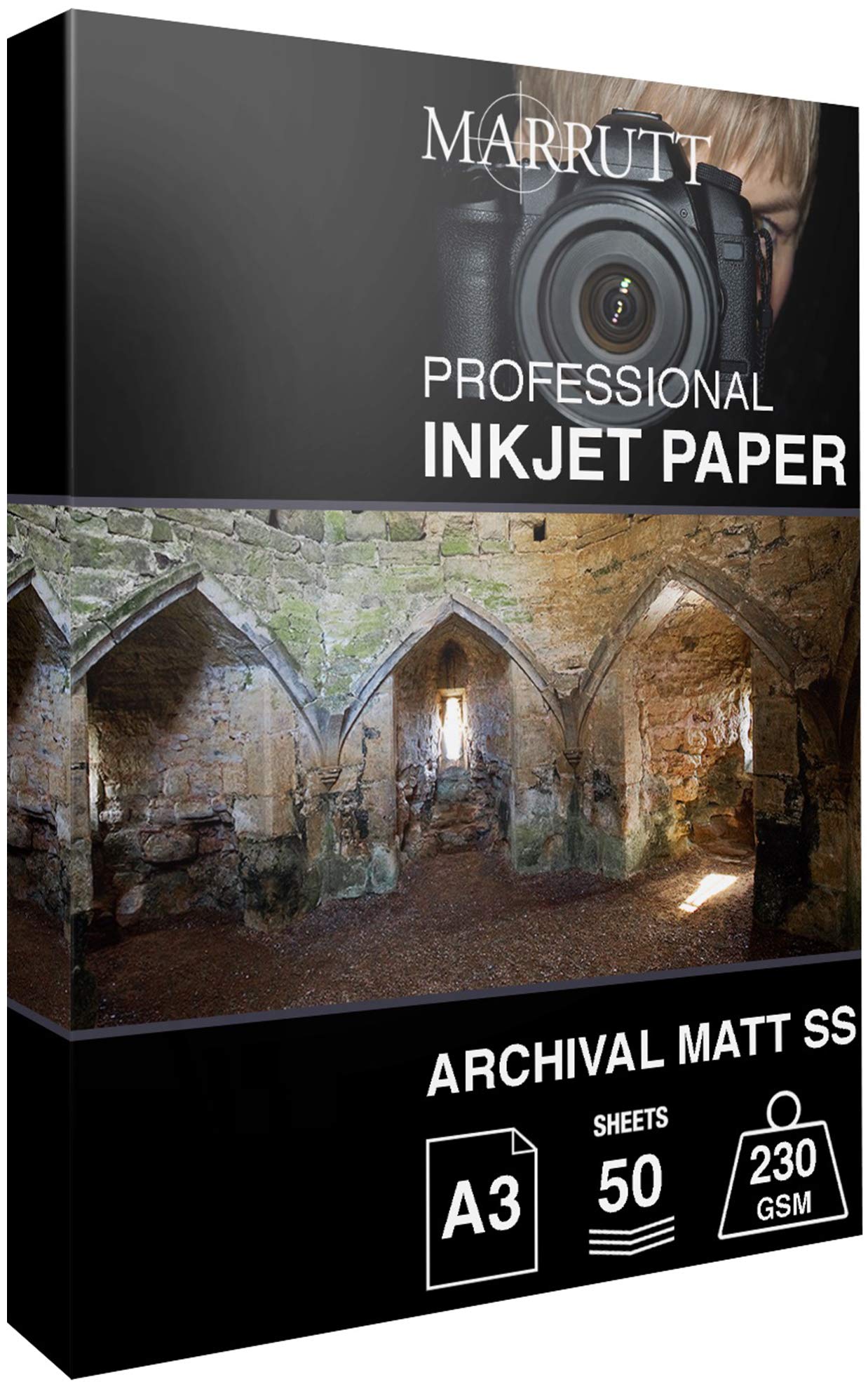 Marrutt 230gsm Archival Matt Single Sided Inkjet Photo Paper: A3-50 Sheets