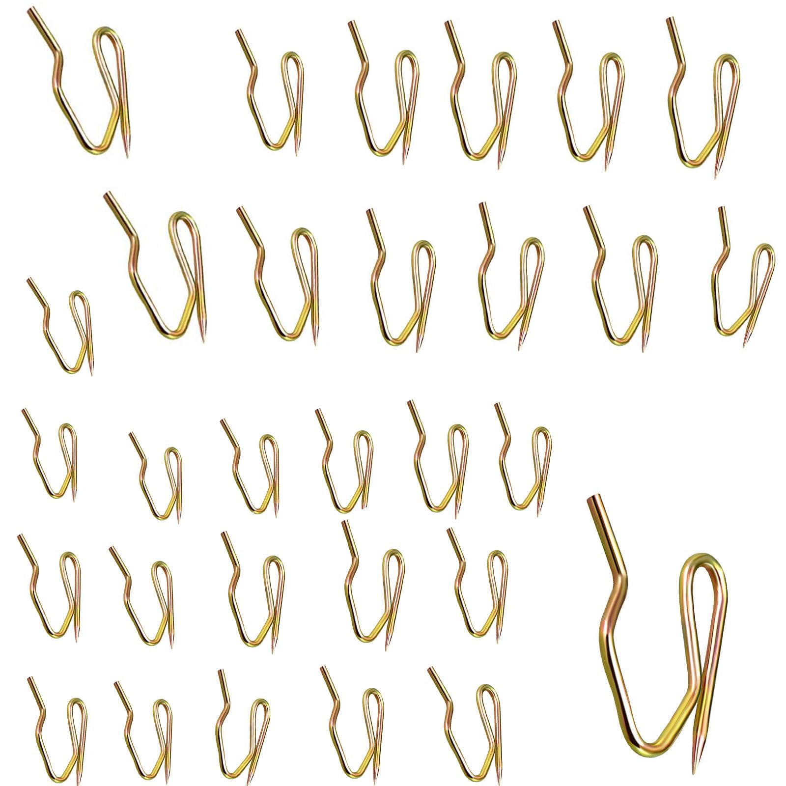 TOP-VIGOR 30Pcs Curtain Hooks, Pinch Pleat Curtain Hooks, Metal Pins-On Drapery Hooks for Window Curtain, Shower Curtain and Door Curtain