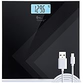 himaly Digital Body Weight Scale, USB Rechargeable Bathroom Scale with Step-On Technology, Back Light Display, Digital Weight Scale, 400Ibs/180kg Capacity, 6mm Tempered Glass