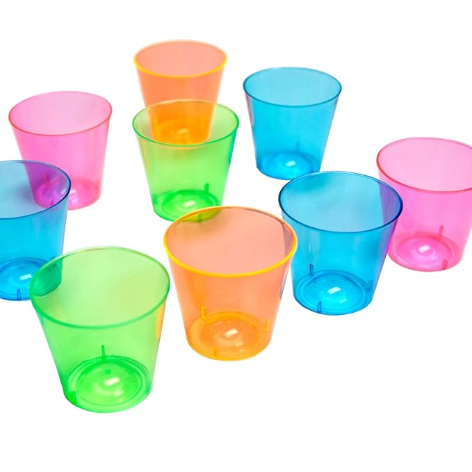 Party Essentials Hard Plastic 1Ounce Shot Glasses, 150Count, Assorted