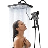 V-Frankness 13 Inch Rainfall Shower Head with Handheld Combo | 3-Way Metal Extended Diverter with Holder, 4-Mode Handheld with Power Wash, Adjustable Curved 13" Extension Arm