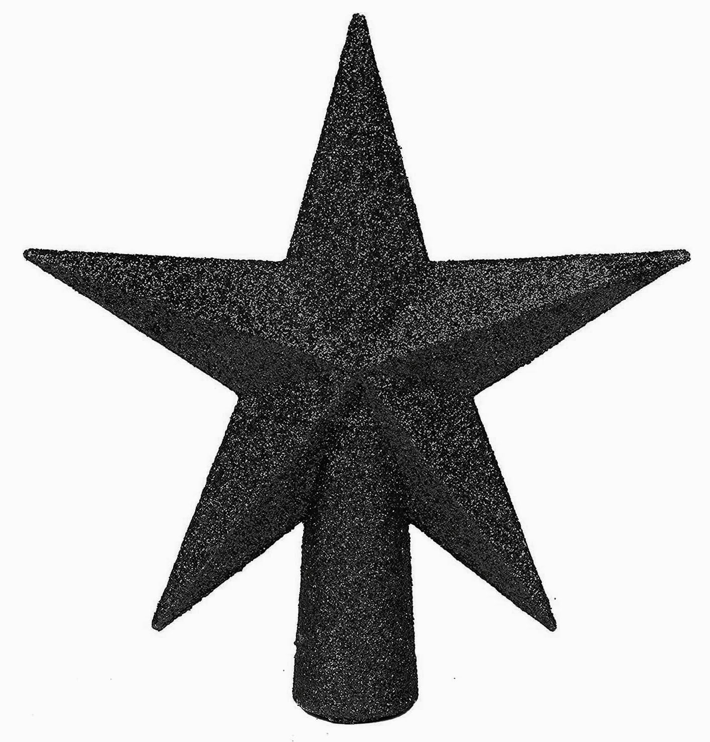 YYCRAFT Glitter Star Tree Topper 6 Inch Christmas Decoration-Black
