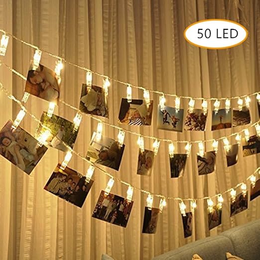 50 Led Photo Clip Guirlande 5 2 Metre Guirlande Lumineuse Photo Clips Lumineux Pour Accrocher Photos Memos Et Etc Amazon Fr Luminaires Et Eclairage