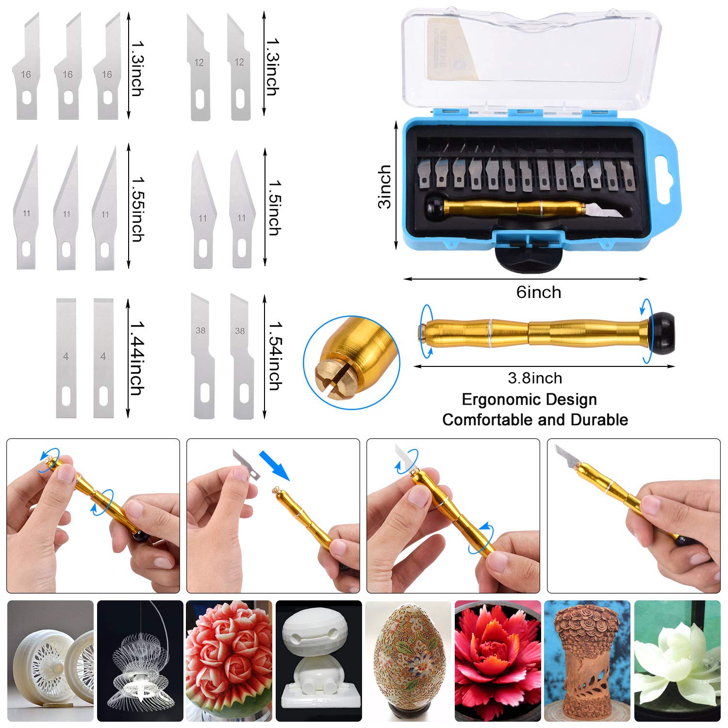 Suteck 3D Printer Tool Kit 45 PCS Including Carving Knife Set Cleaning Needle Tweezers Pliers Scraper Basic Tools with Storage Bag for Removing Fishing 3D Printer: Industrial & Scientific