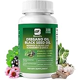 Oil of Oregano with Black Seed Oil - Oregano Oil Capsules Organic | Moringa, Elderberry, Echinacea, Garlic, Fennel - Carvacrol & Thymoquinone for Immune, Gut, Antioxidant, Respiratory Support - 150 Ct