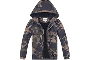 UMMTOM Boys Rain Jackets Lightweight Waterproof Hooded fleece Raincoats Windbreakers for Kids