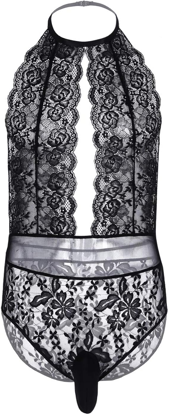 Amazon フィーショー Feeshow メンズ ワンピース インナーシャツ 柄レース ノースリーブ バックオープン フロント ぞうさん レオタード ボディスーツ ナイトウェア 自宅ウェア インナーシャツ 通販