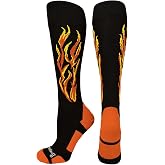 MadSportsStuff Fire Flame Soccer Style Soccer Socks for Boys Girls Men Women Youth Kids Adult Over the Calf