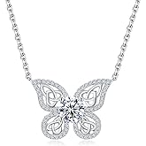 Sterling Silver Celtic Knot Butterfly Necklace with Birthstone for Women Good Luck Pendant Necklace Fashion Party Birthday Jewelry (with Gift Box)