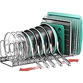 ORDORA Pots and Pans Organizer Under Cabinet, Expandable 11.8"-22.8" Pot Lid Holder with 14 Adjustable Dividers, Pan Organize