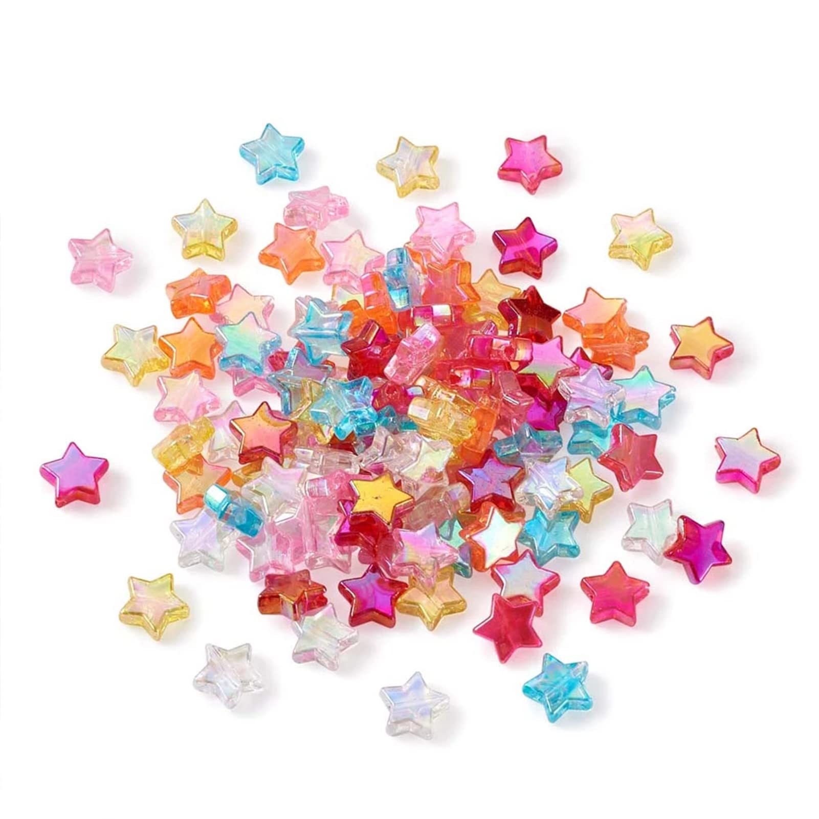 HERZWILD 800Pcs 11mm Colorful Star Beads - AB Acrylic Assorted Multicolor Plastic for DIY Jewelry Craft Making - Cute for Necklace Bracelet Earing (Star-Color) — image 1