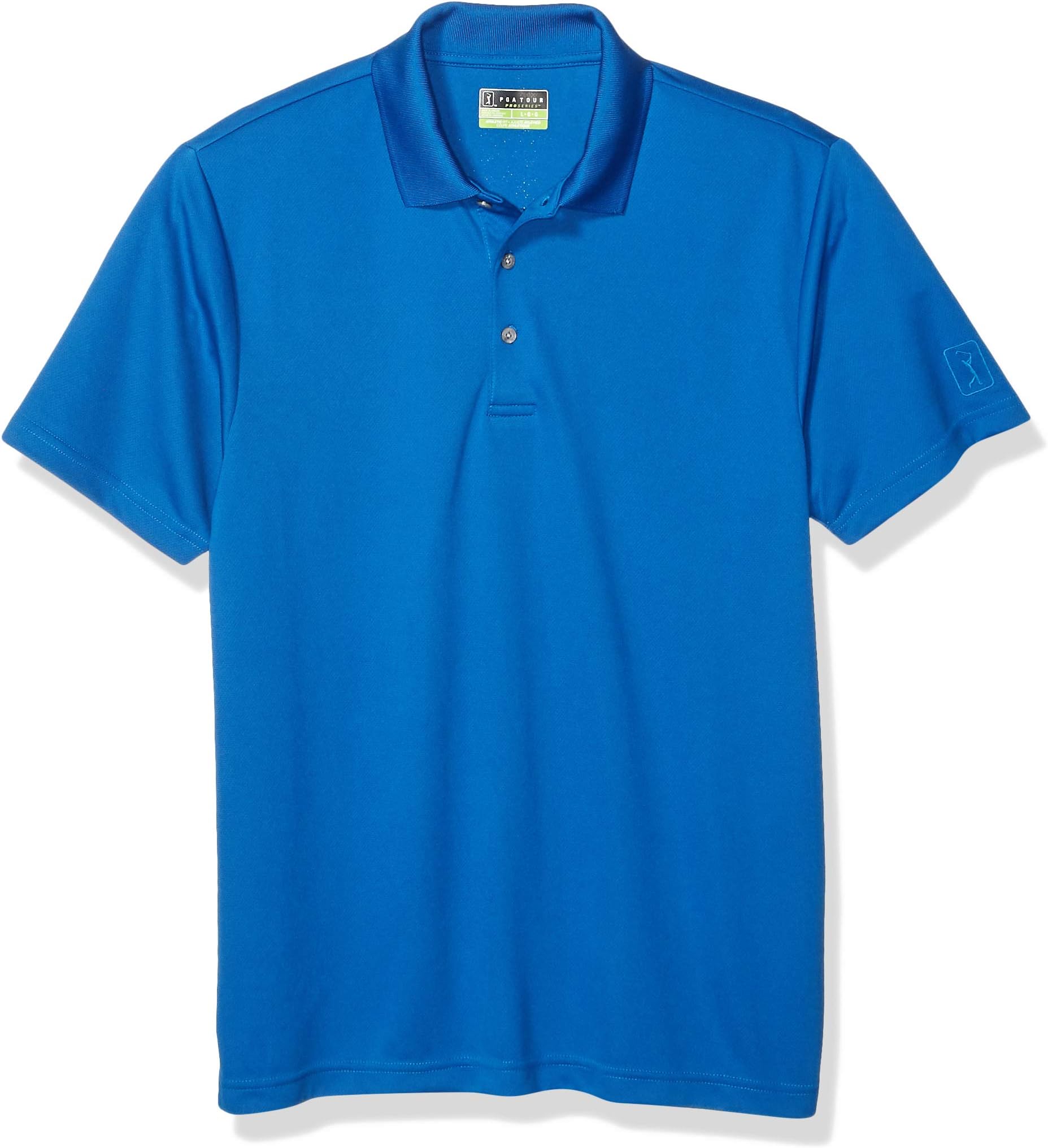 PGA TOUR Men's Airflux Short Sleeve Solid Polo-Shirts