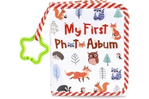 ZOIIWA Baby's My First Family Album Soft Photo Cloth Book Animal My First Book of Photos Baby Memory Album Gift Holds 4x6 Pictures for Babies Newborn Toddler & Kids Baby Shower