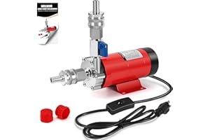 WELLBOM Wort Pump for Brewing, Stainless Steel Head Brew Pump Food Grade Homebrew with Inline Switch & Mini Valve Quick Disconnects