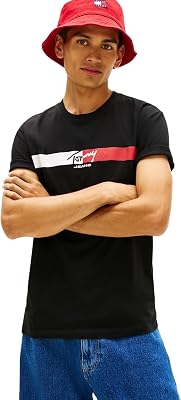 TJM Reg Signature Stripe T Ext DM0DM22539 S/S T-Shirt, Noir (Noir), S