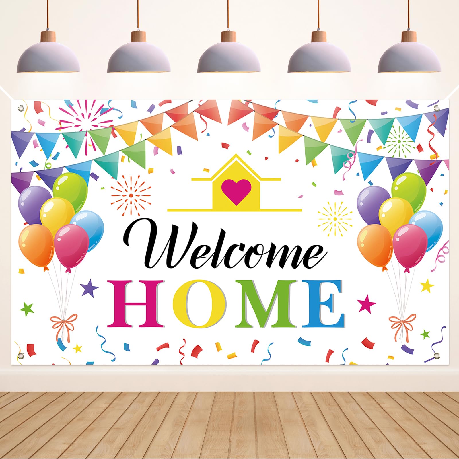 Koliphy Welcome Home Decorations, White Welcome Home Banner Backdrop Decor Background for Homecoming Family Returning Party Supplies — image 1
