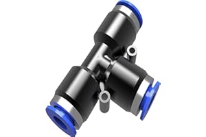 Utah Pneumatic Push-To-Connect Air Line Tube Fittings 4mm Or 5/32" Tee Air Line Union Fittings Quick Connect Fittings Pneumatic Push Air Fitting(10 Pack)