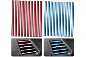 NT-LING 20 Pcs Chrome PVC Car Air Conditioner Vent Outlet Trim Decoration Strip Car Interior DIY Decoration Shiny Accessories for Chrysler, BMW, Cadillac, Car Shiny Accessories for lady & gentry (Red+Blue)