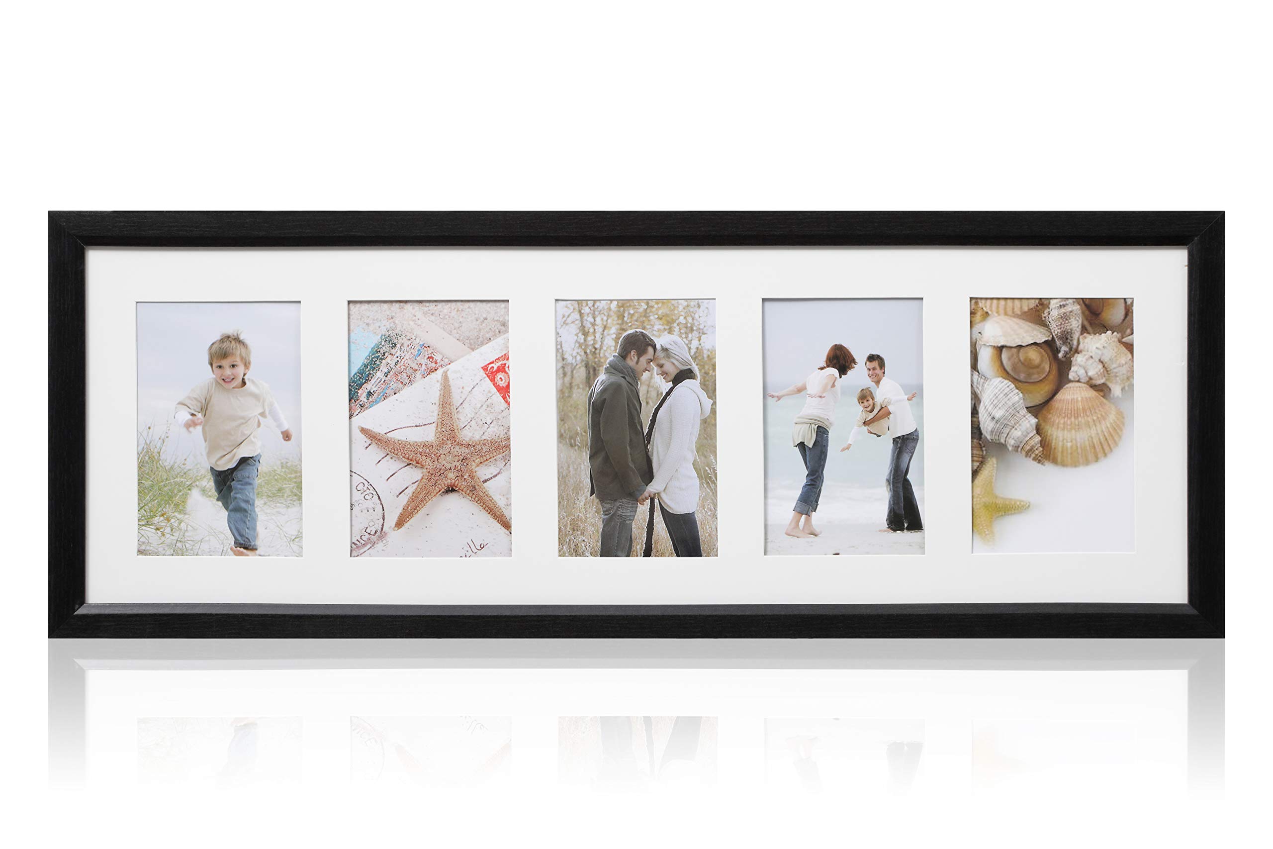 ARPAN MDF Multi Aperture Photo Picture Frame 3, 5 or 6 Aperture (5 Aperture Black) — image 1