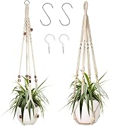 Augshy Macrame Plant Hanger 2 Pack 35" White Indoor Decorative Holder