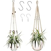 Augshy Macrame Plant Hanger, 2 Packs Plant Hangers, Hanging Planter for Indoor Plants Decorative Macrame Pot Hanger for Home 