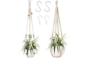 Augshy Macrame Plant Hanger, 2 Packs Plant Hangers, Hanging Planter for Indoor Plants Decorative Macrame Pot Hanger for Home 