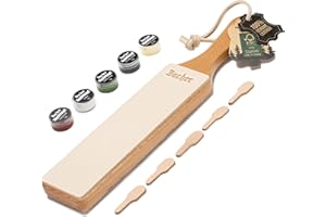 Bacher Premium Leather Strop for Knife Sharpening with Polishing Compound - Double Sided Stropping Leather – Stropping Kit: Knife Strop and Stropping Compound for Wood Carving and Woodworking