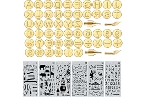 RYOMA Wood Burning Tips Letters Uppercase Alphabet Number Symbol Branding and Personalization Set (Include 38 Numbers 18 Symbol and 6 Stencils)