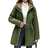 Yusongirl Parka Jacket Women Waterproof Fleece Lined Hooded Warm Winter Coat with Pockets for Daily Commute & Outdoor