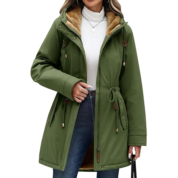 NJNJGO Women's Hooded Winter Coat Warm Fleeced Lined Jacket Long