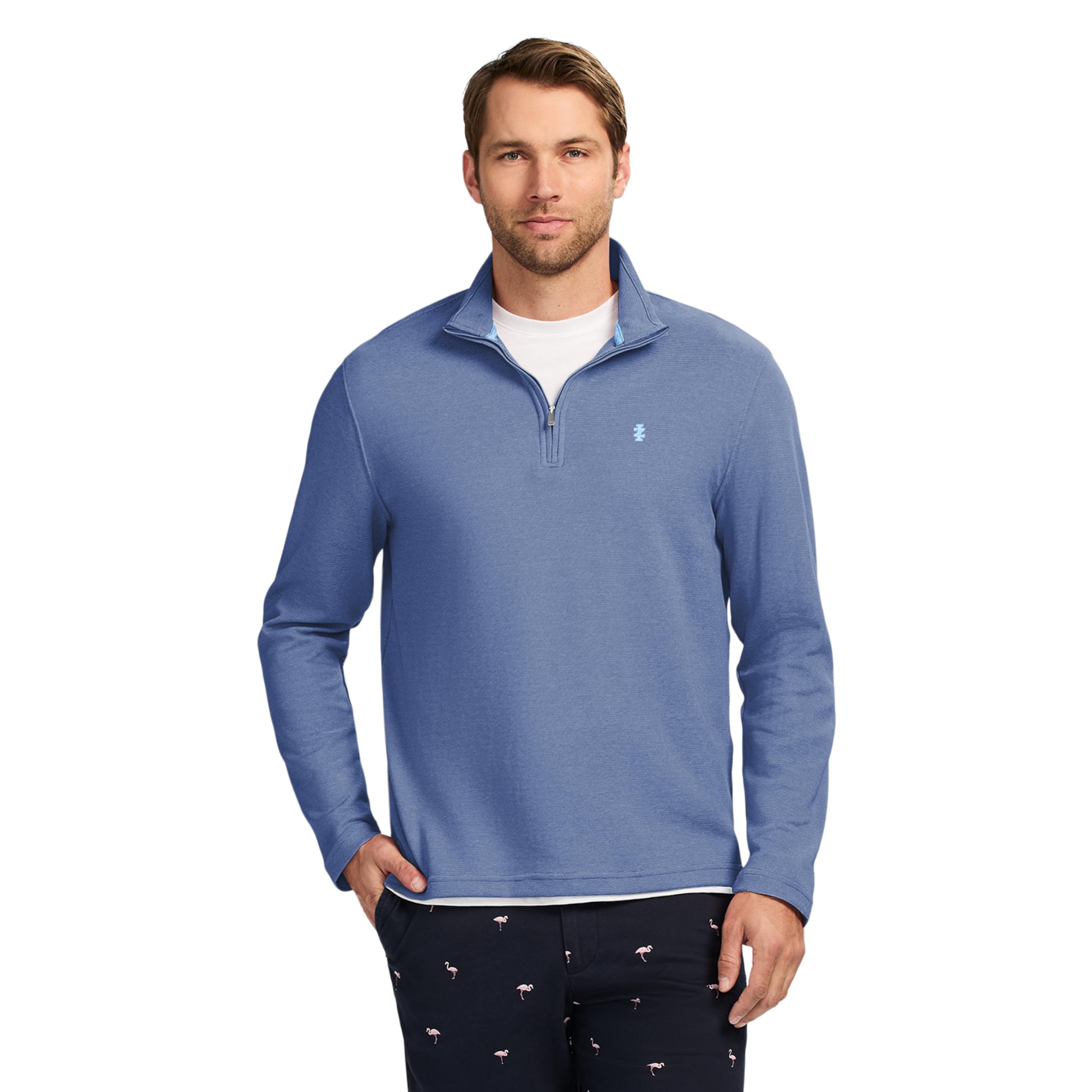 Photo 1 of IZOD Men's Performance Comfort Quarter Zip Long Sleeve Shirt, Medieval Blue