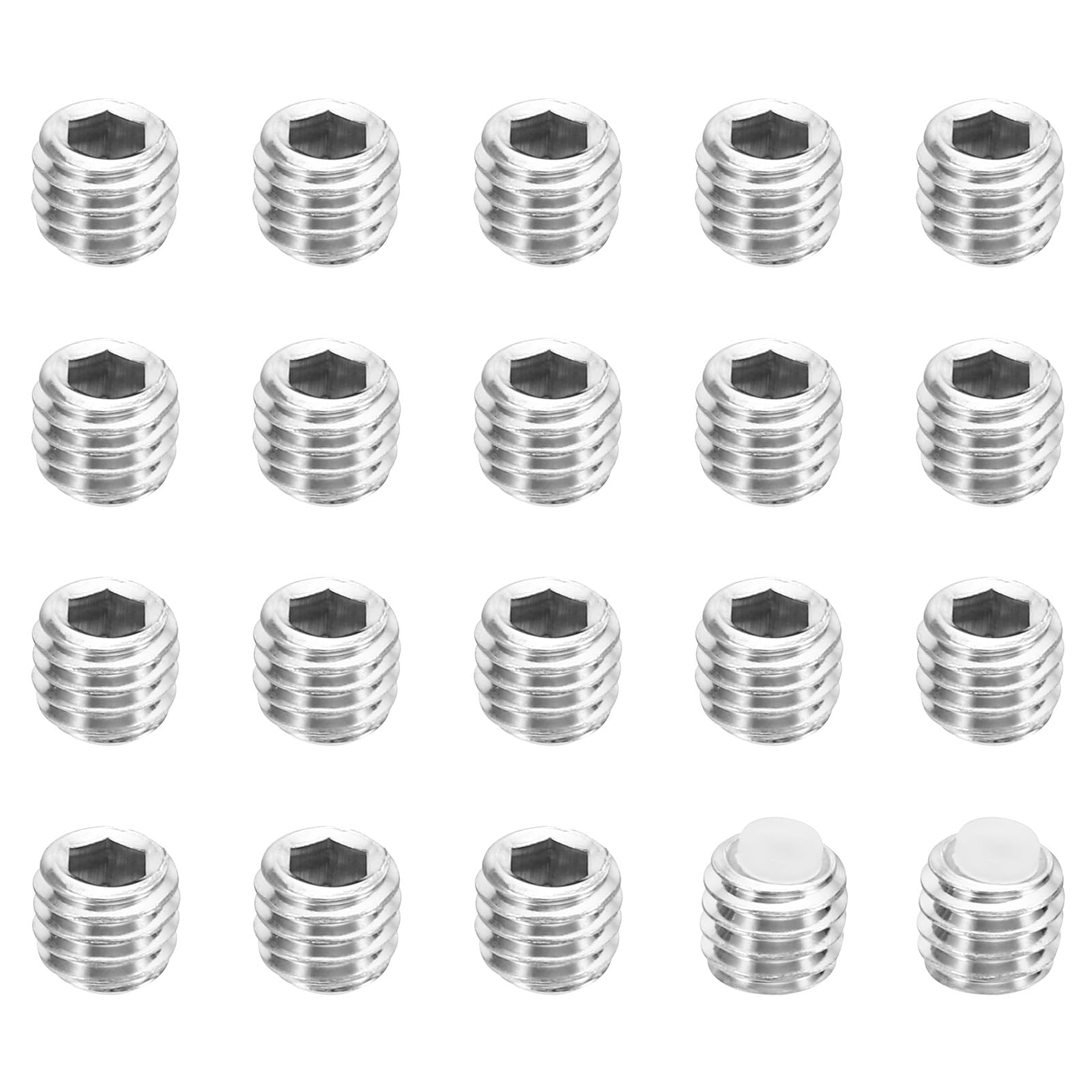 PATIKIL M6x5mm Nylon Tip Grub Screw, 20 Pack Metric Hex Socket Head Cup Point Anti Slip Set Screws Internal Hex Drive Hardware, 304 Stainless Steel