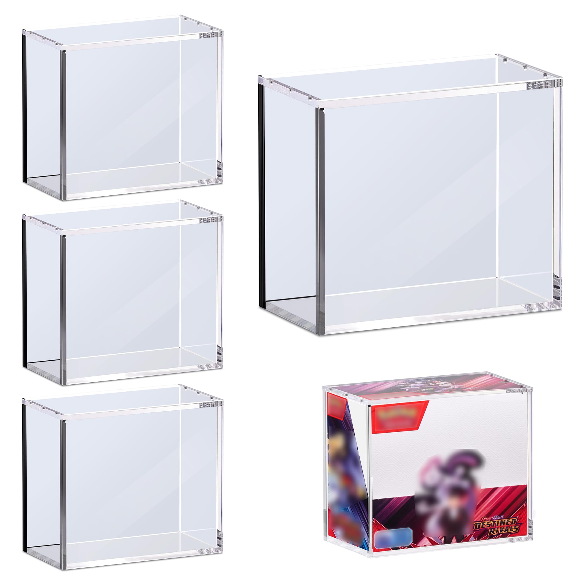 Photo 1 of KISBOX 4 PCS PKMN Booster Box Acrylic Case, 5MM Acrylic Display Case, Clear Ultra Boxes for Display Compatible with PKMN Booster Boxes, Dustproof and Waterproof Display Box