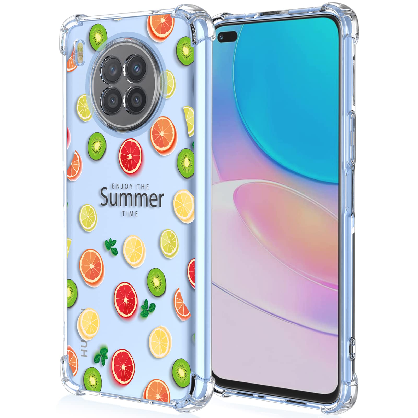 XINYEXIN Case for Huawei nova 8i / Honor 50 Lite, Painting Flower Pattern Clear Case Soft TPU Silicone Case Slim Shockproof Bumper Girl Women Phone Cover - Summer