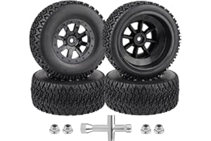 HobbyPark Pre-Glued RC Tires and Wheels 12mm Hex for 1/10 Scale RC Short Course Truck Traxxas Slash 4x4 2WD BL-2S, Redcat Blackout XTE SC TR10, Losi 22S SCT, 4PCS (Style C)