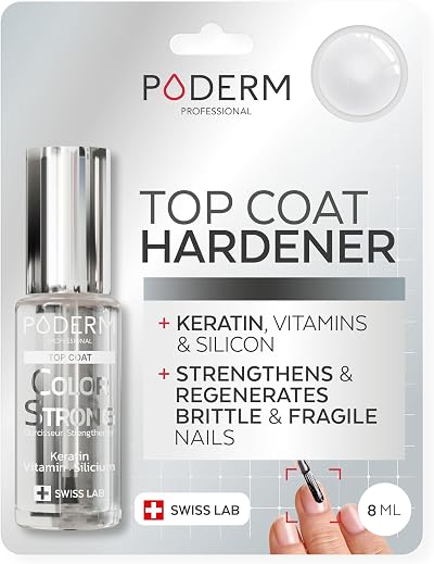 PODERM Nail Strengthener Top Coat Biotin Keratin Silicon Podiatrist Swiss