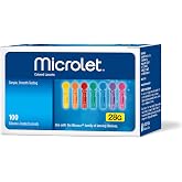 Ascensia MICROLET Lancets for Blood Glucose Testing, 100 Count | 28-Gauge, Silicone-Coated, Multi-Colored, Sterile, Single Use Lancets, For Diabetes Blood Glucose Testing