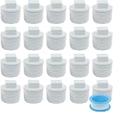 Dijedev 3/4 Inch PVC Pipe End Cap, 20 PCS Male Threaded Plug | SCH40 Adaptor, NPT Fitting, For Plumbing Water Line, Drainage Piping System