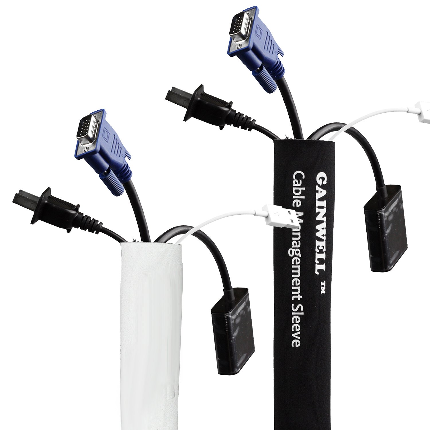 CABLE MANAGEMENT SLEEVE Velcro Adjustable Cable Tidy Sleeve 145cm Long... eBay