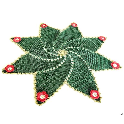 Stella Di Natale Uncinetto.Centrino Stella Verde E Oro Per Natale In Filato Di Cotone All Uncinetto Dimensioni O 36 Cm Handmade Italy Amazon It Handmade
