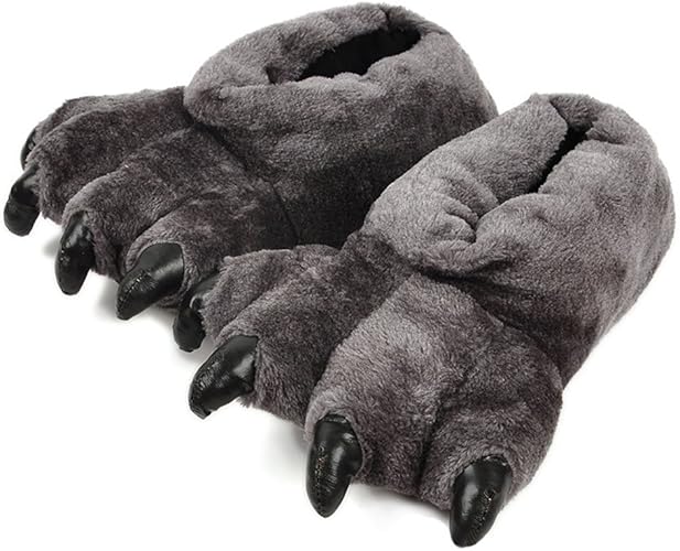 Firstsight Adult Cute Plush Animal Bear Paw Slippers Fuzzy Indoor Claw