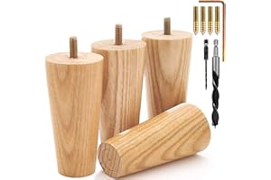 Airy Abode Premium Ash Wood Furniture Legs (Full Install Kit) - Pick Your Size and Color