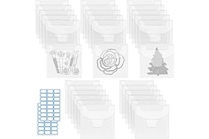 Csyidio 32 Pieces Stamp and Die Storage Bag 4x4 Inch Scrapbooking Storage Die Cuts Storage for Cutting Dies Stencil Stamp Crafts for Die Cuts for Card Making