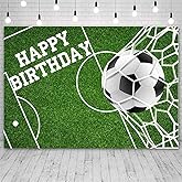 ABLIN 7x5ft Soccer Theme Happy Birthday Backdrop Boy Party Decorations Green Grass Lawn Football Field Score Goal Photography Background Banner Cake Table Decor Props Supplies