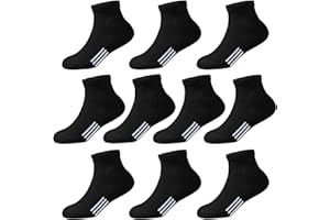 COZIWILL SOCKS Kids Ankle Socks Boys Cushioned Athletic Short Socks Girls Cotton Quarter Socks Children Youth Women 10 Pairs