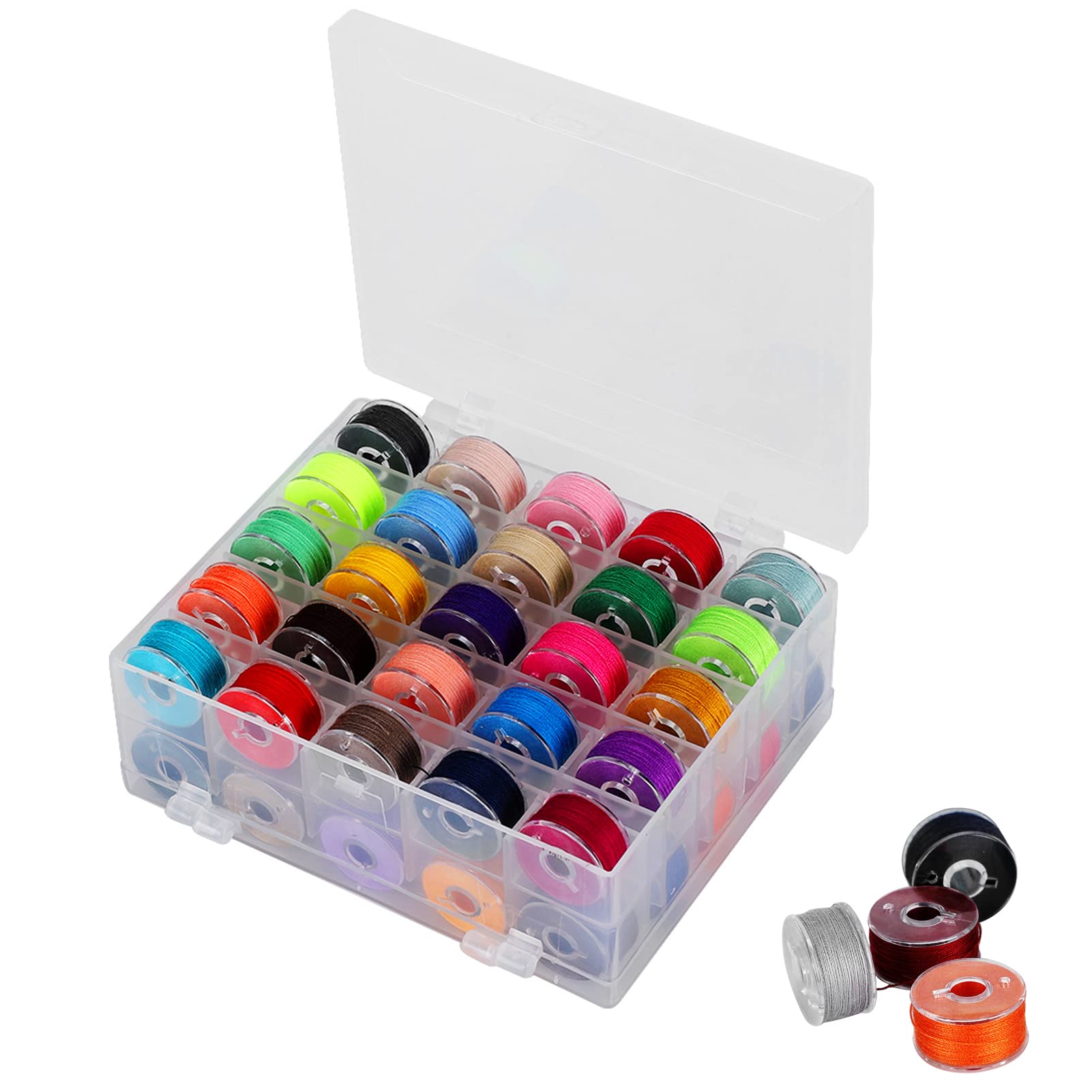 50Pcs Prewound Bobbins Thread, Sewing Machine Bobbin Threads Assorted Colors Pre-Wound Bobbins with Storage Case for Embroidery Thread Sewing Thread Machine