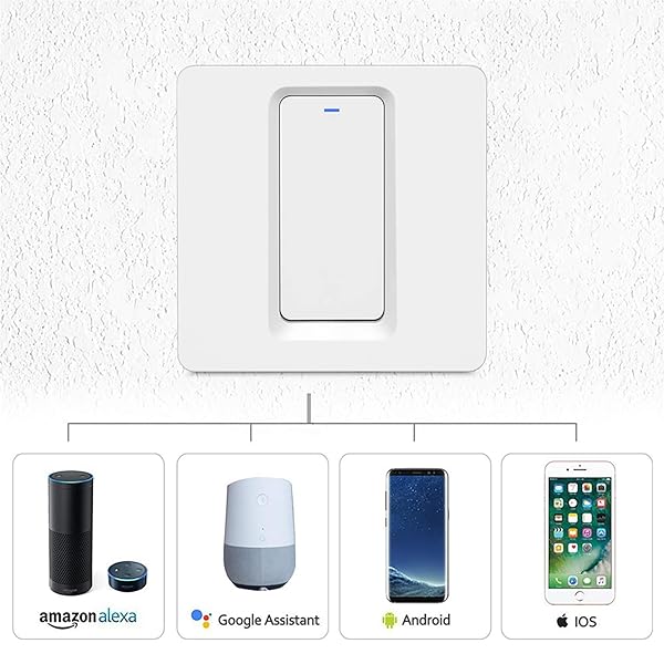 Interruptor de luz Alexa Smart con control por voz Alexa y Google Home control remoto con aplicacin de control remoto y funcin de temporizacin Alexa 1 velocidad