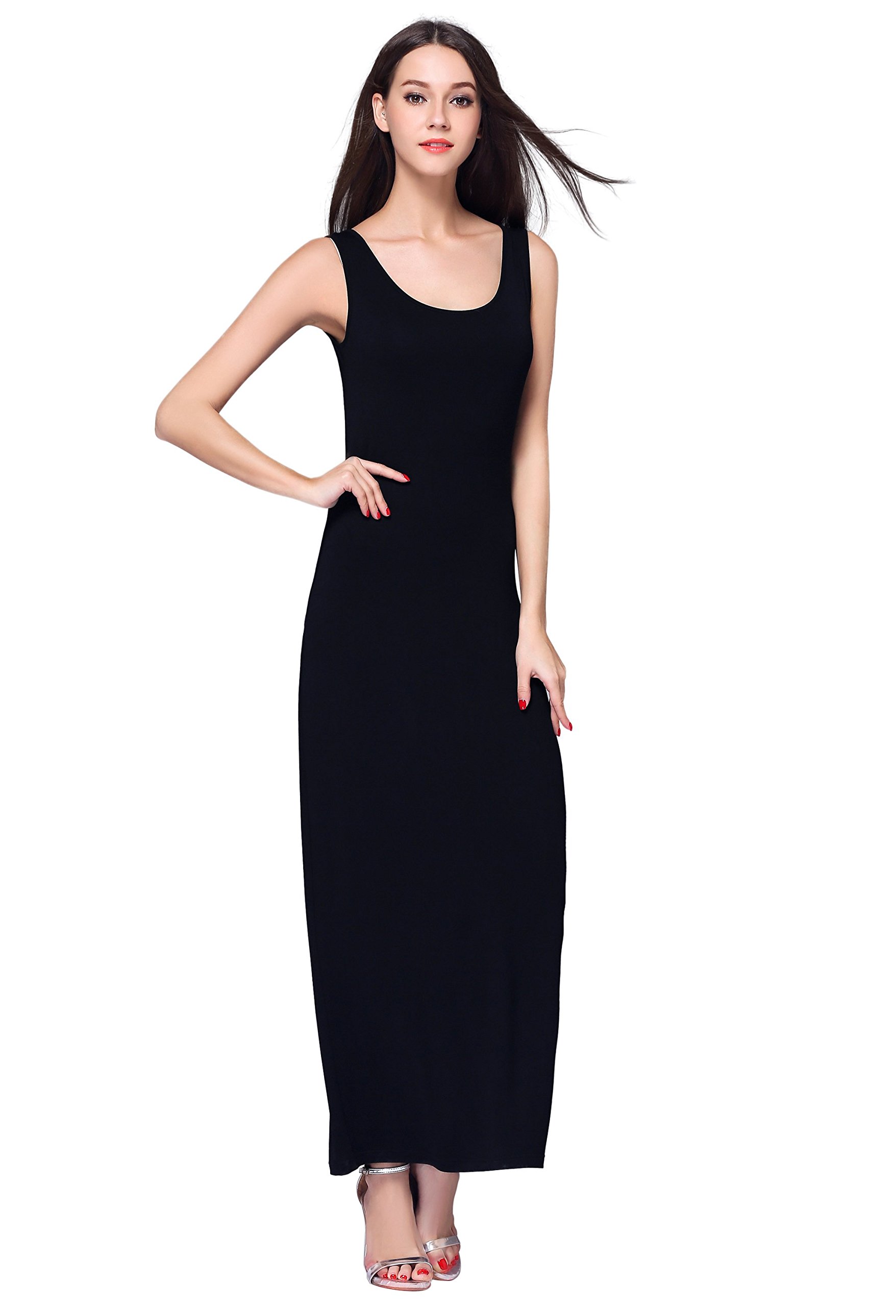 Women's Black Simple Long Dresses