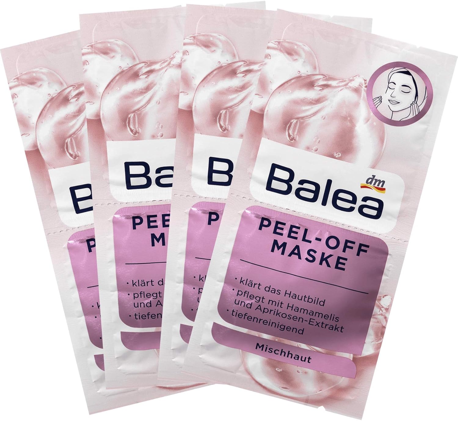 Balea Cleansing Mask - Cleansing Peeling with Hamamelis, Apricot Extract and Royal Jelly, 8 pcs. x 8 ml/Germany
